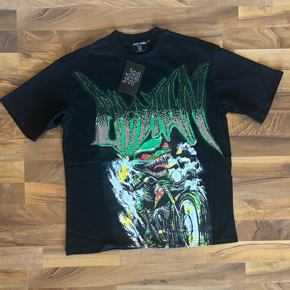 Mixed Emotions Goblin Rhinestone Tee Black